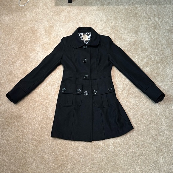 Nordstrom Black Wool Tailored Coat - Picture 1 of 10